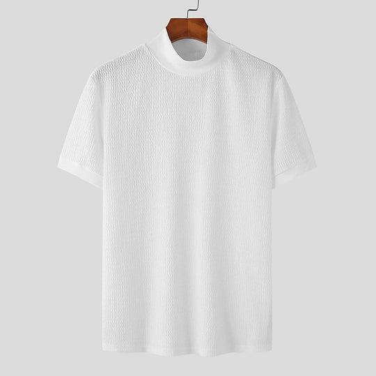 Herren modisches T-Shirt mit strukturiertem Muster und hohem Kragen R&B