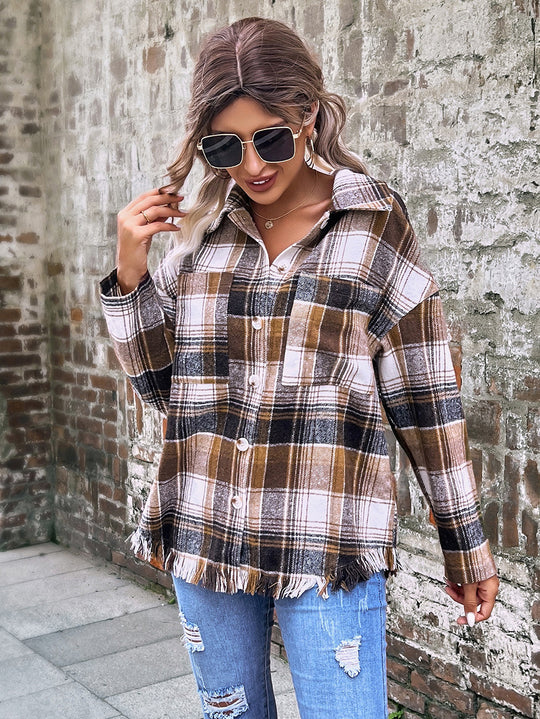 Damen Übergroße Karomuster Jacke R&B