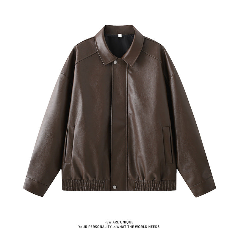 Herren elegante Kunstlederjacke mit elastischem Bund R&B