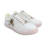 Damen modische Sneakers mit geflochtenem Design und auffälligem Totenkopf-Element R&B