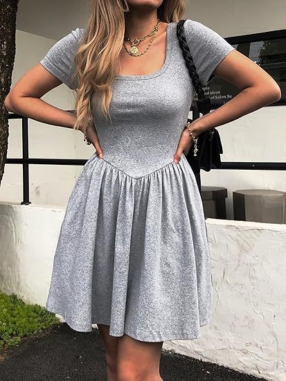Damen Kurzarm Kleid R&B