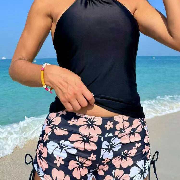 Damen Tankini-Set mit modischem Blumendruck und verstellbaren Trägern R&B