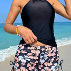 Damen Tankini-Set mit modischem Blumendruck und verstellbaren Trägern R&B