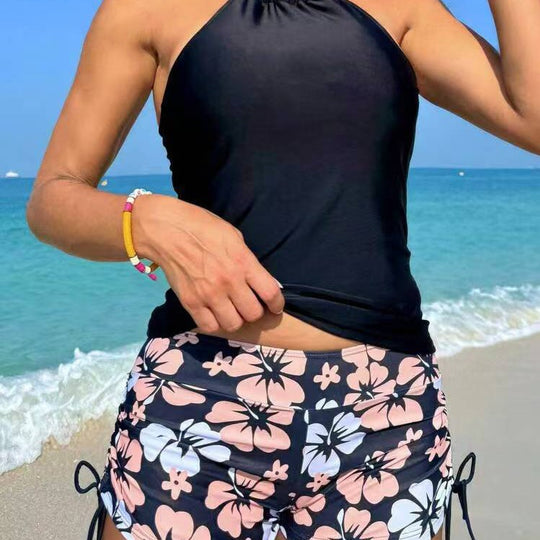 Damen Tankini-Set mit modischem Blumendruck und verstellbaren Trägern R&B