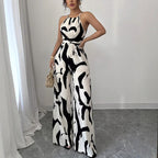 Damen Modischer Jumpsuit mit Spaghettiträgern und weitem Bein R&B