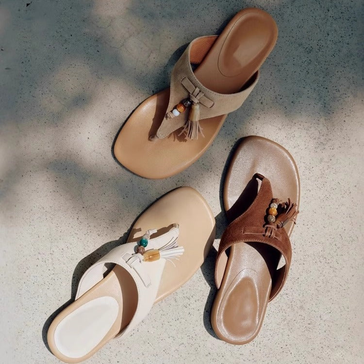 Damen Zehentrenner-Sandalen mit modischem Quastendetail und eleganter Riemenfront R&B