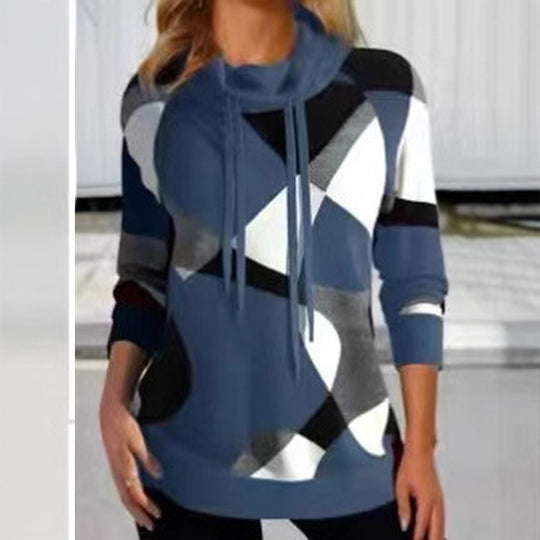 Damen Kapuzenpullover mit geometrischem Muster und hoher Passform R&B