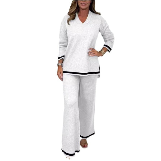 Damen Lässiges Strick-Set mit weitem Schnitt und eleganten Kontrasten R&B