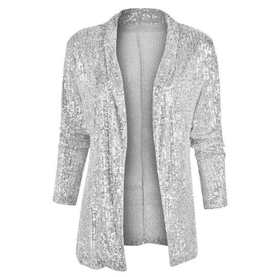 R&B | Damen Glänzender Party Blazer Mantel Pailletten