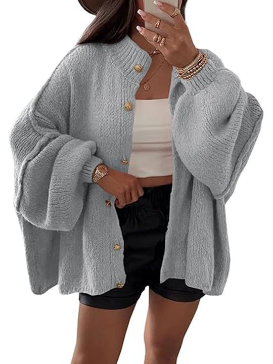 Damen Flauschige Strickjacke mit überschnittenen Schultern R&B