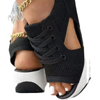 Damen Sportliche Wedge-Sandalen mit atmungsaktivem Mesh-Obermaterial R&B