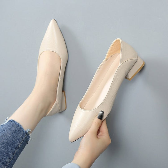 Damen elegante Ballerinas mit stabilem Blockabsatz R&B