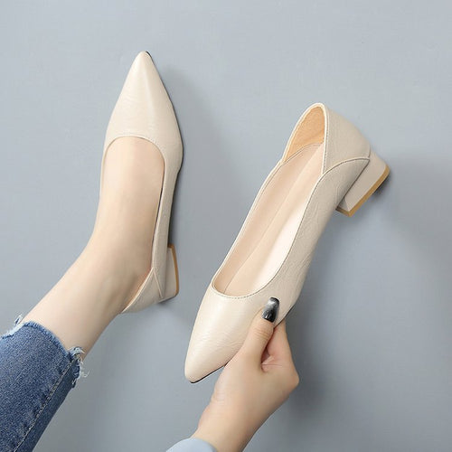 Damen elegante Ballerinas mit stabilem Blockabsatz R&B