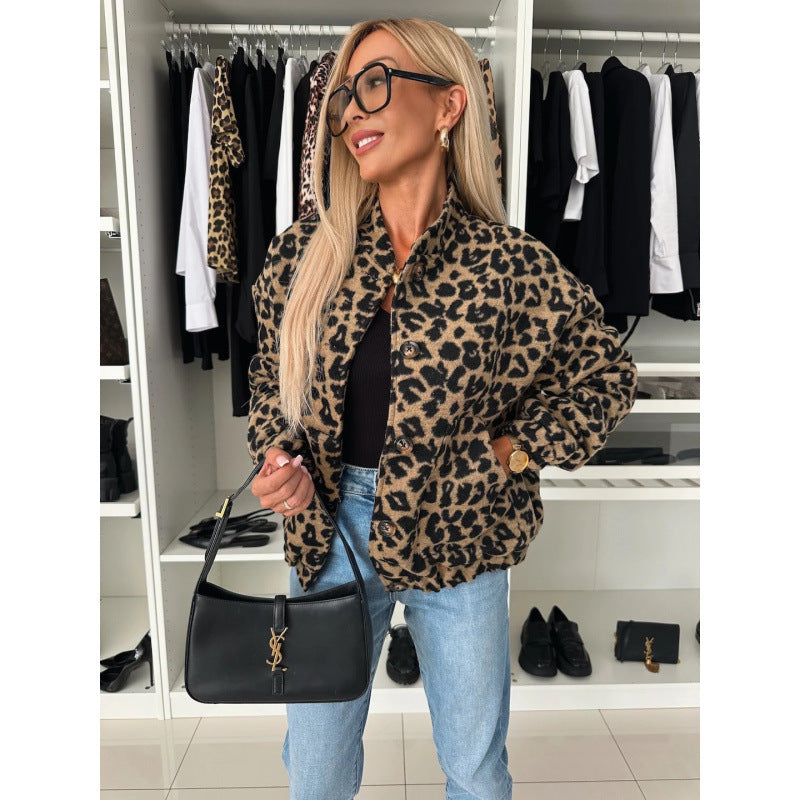 Damen Trendige Leo-Fleecejacke mit lässigem Schnitt R&B