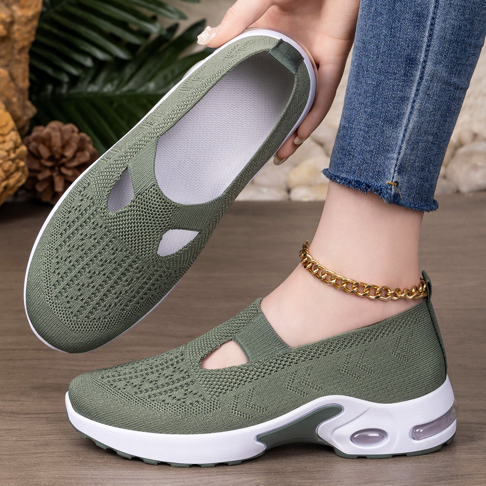 Damen Atmungsaktive Slip-On Sneakers mit elastischem Design und rutschfester Sohle