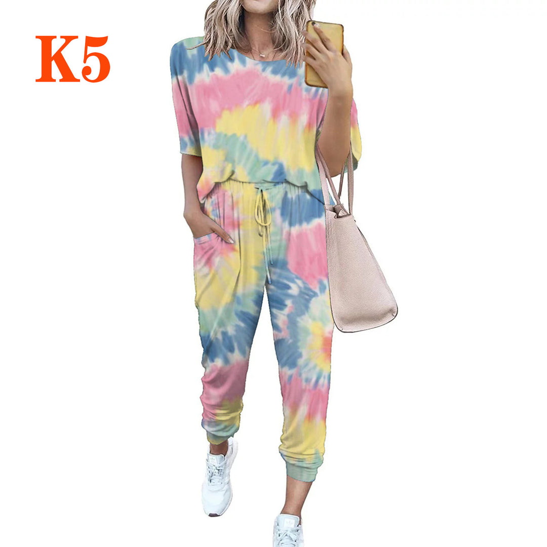 Damen Leichter Freizeit-Jumpsuit mit einem auffälligen Batik-Muster und praktischen Taschen R&B