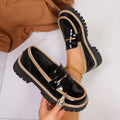 Damen Klassische Loafer mit rutschfester Sohle und glänzendem Finish R&B