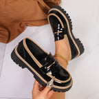 Damen Klassische Loafer mit rutschfester Sohle und glänzendem Finish R&B