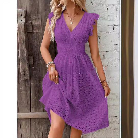 Damen Sommerkleid mit eleganten Spitzenärmeln R&B