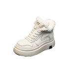 Damen High-Top Sneakers mit flauschigem Innenfutter und bequemer Plateausohle