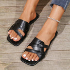 Damen offene Mules mit trendigen Riemen R&B