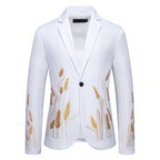 Damen Eleganter Blazer mit kunstvollem Pflanzenmuster und feiner Textur