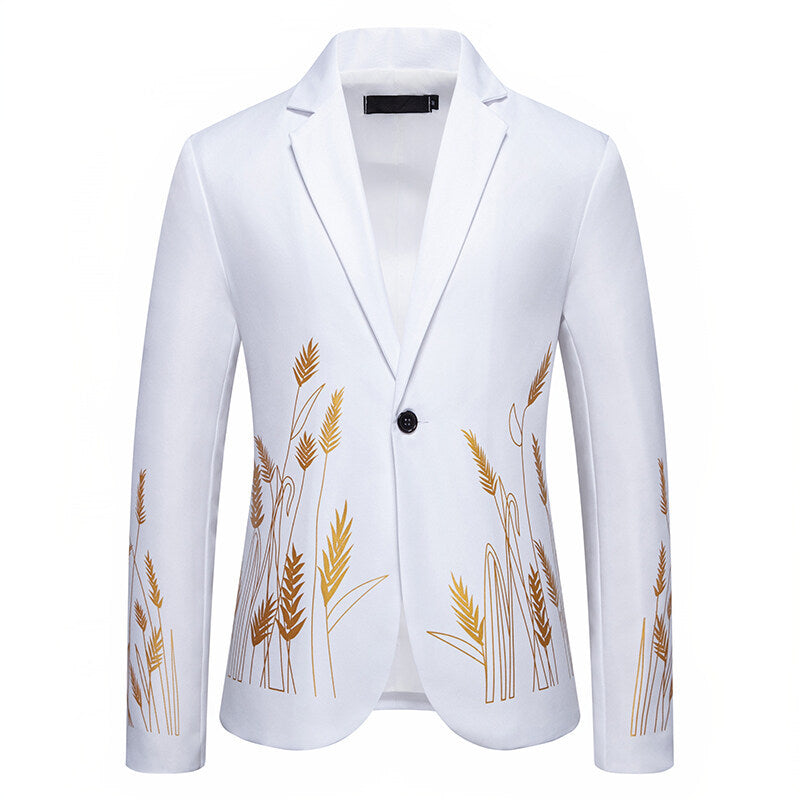 Damen Eleganter Blazer mit kunstvollem Pflanzenmuster und feiner Textur