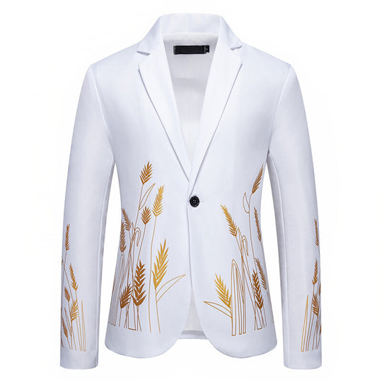 Damen Eleganter Blazer mit kunstvollem Pflanzenmuster und feiner Textur R&B