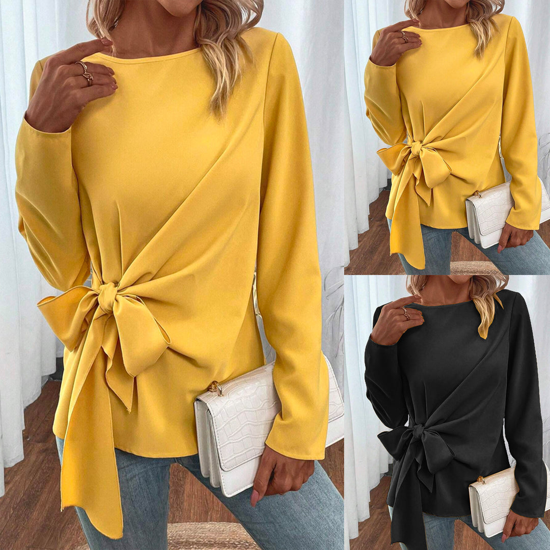 Damen Elegantes Blusenshirt mit seitlichem Knoten R&B