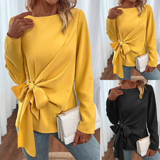 Damen Elegantes Blusenshirt mit seitlichem Knoten R&B