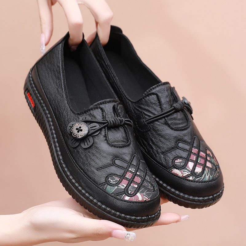 Damen bequeme Mokassins mit floralem Design