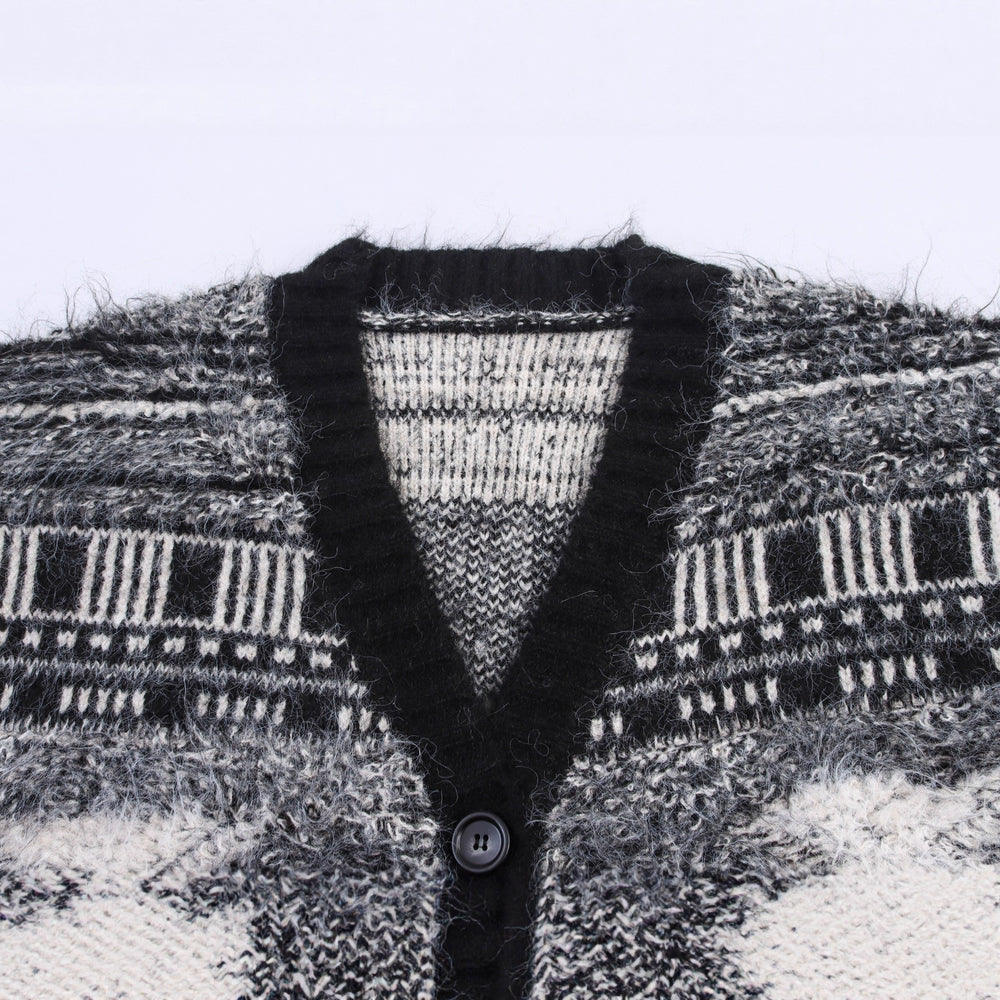 Damen Gemusterter Langarm-Cardigan mit Knopfleiste R&B