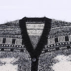 Damen Gemusterter Langarm-Cardigan mit Knopfleiste R&B