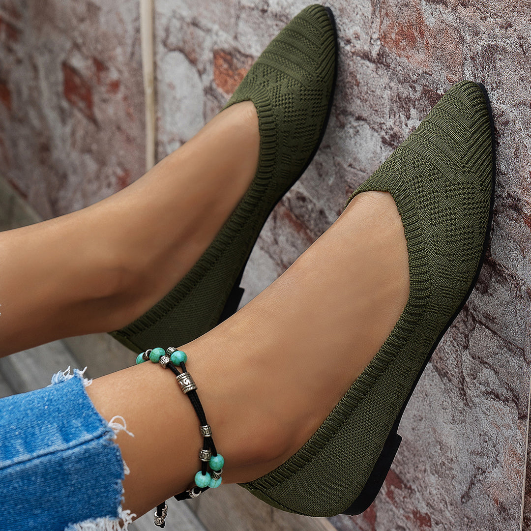Damen Elegante Ballerinas mit atmungsaktivem Strickdesign R&B