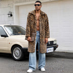 Herren Luxus Kunstpelzmantel mit Leopardenmuster R&B