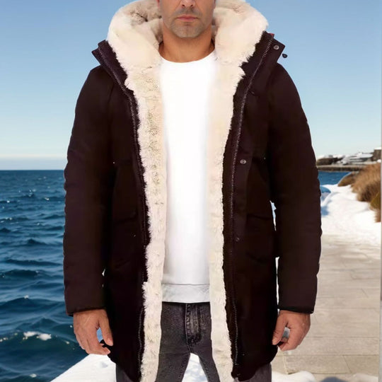 Damen elegante und warme Fleecejacke mit Kapuze R&B