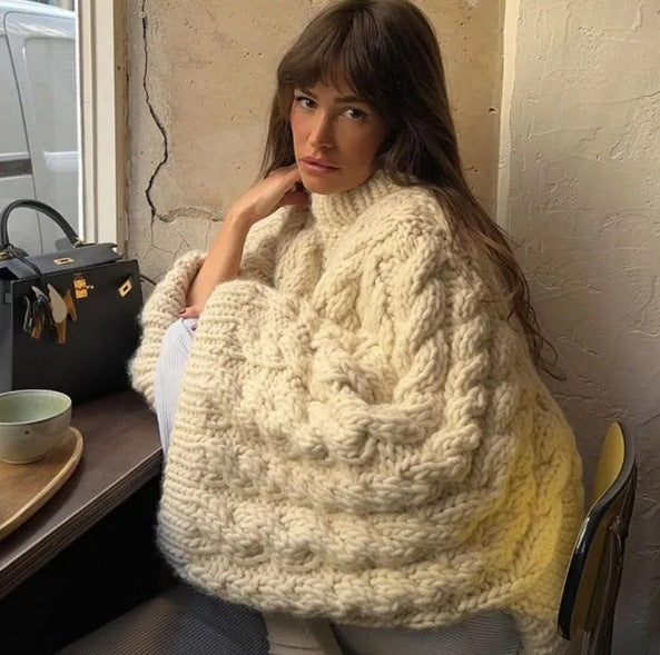 Damen Strickpullover mit lockerer Schnittführung und geflochtenem Design R&B