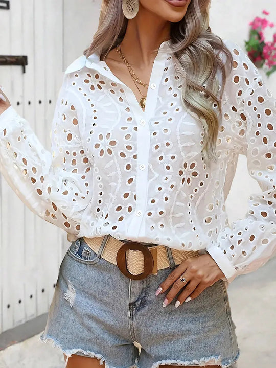 Damen Elegante Bluse mit Spitzenmuster R&B