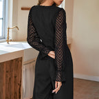 Damen Eleganter Jumpsuit mit transparenten Ärmeln und knielangem Schnitt