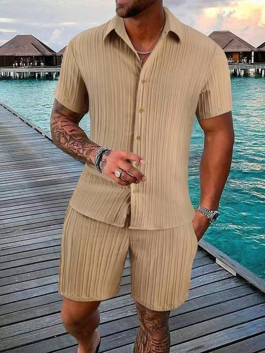 Herren atmungsaktives Sport-Set mit Kurzarm-Hemd und Shorts R&B