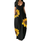 Damen Maxikleid mit floralen Akzenten und praktischen Taschen R&B