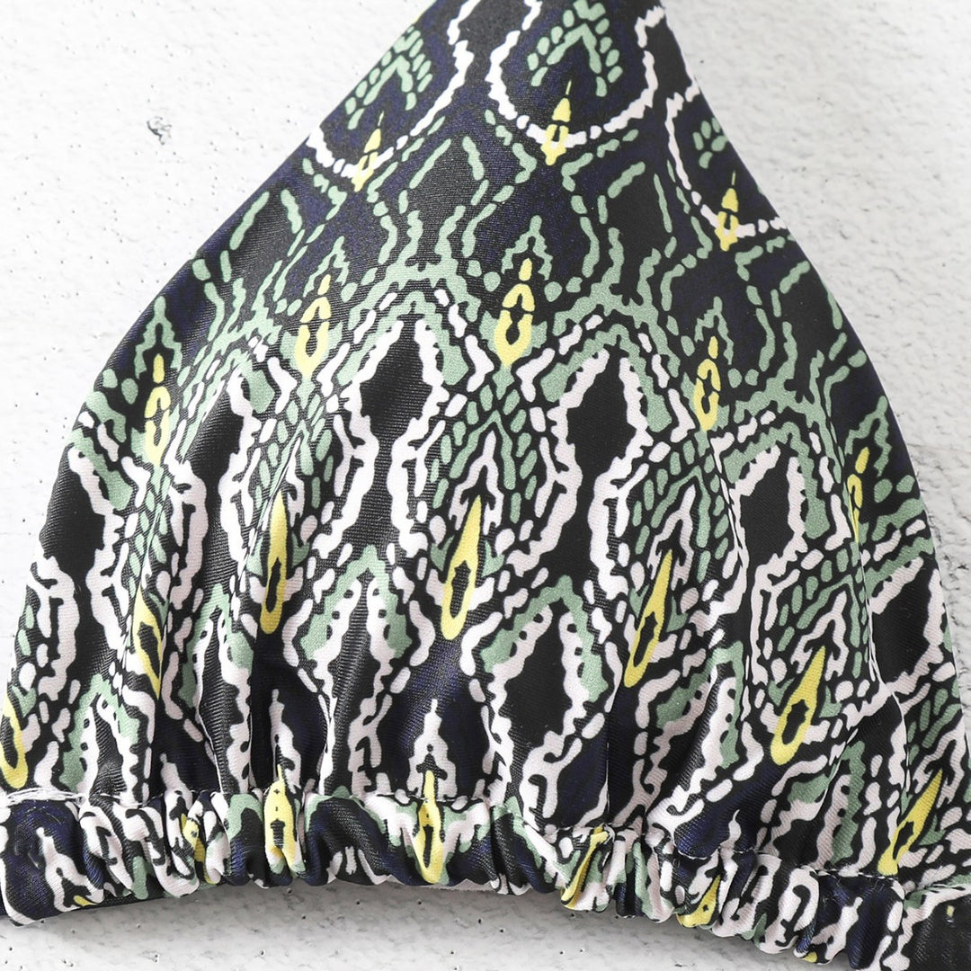 Damen Triangel-Bikini mit verspieltem Schlangenmuster R&B