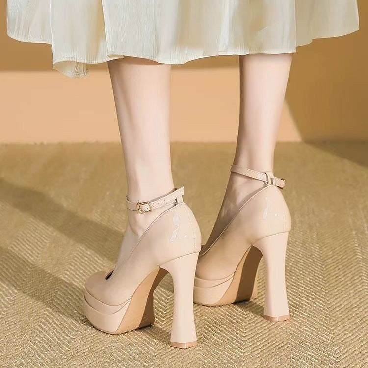 Damen Glamouröse Plateau-Pumps mit verstellbarem Riemchen