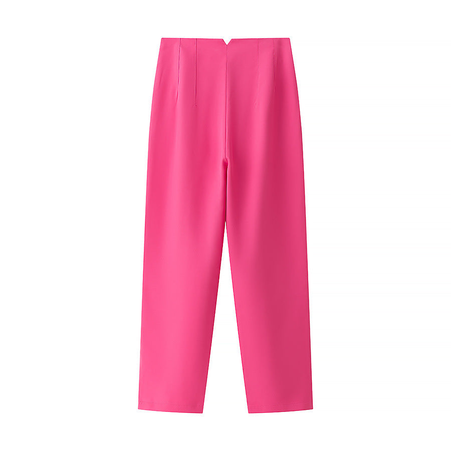 Damen elegante Hochbundhose mit feinen Falten und praktischen Taschen R&B