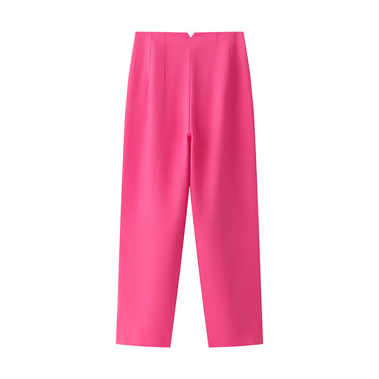 Damen elegante Hochbundhose mit feinen Falten und praktischen Taschen R&B