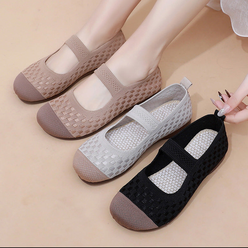 Damen Bequeme Ballerinas mit flexiblem Gummiband und atmungsaktivem Obermaterial R&B