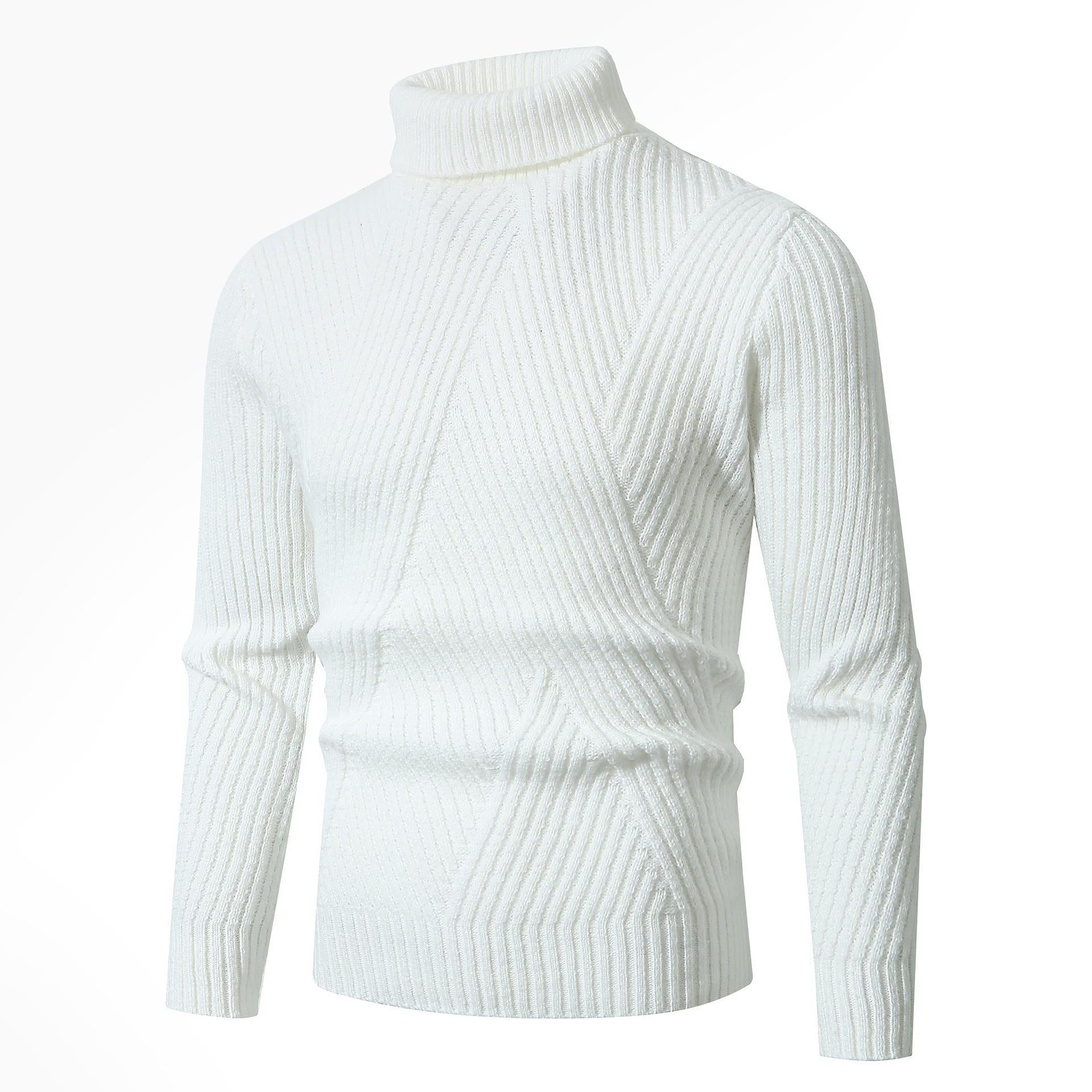 Herren Grobstrickpullover mit Stehkragen und dekorativem Strukturmuster R&B