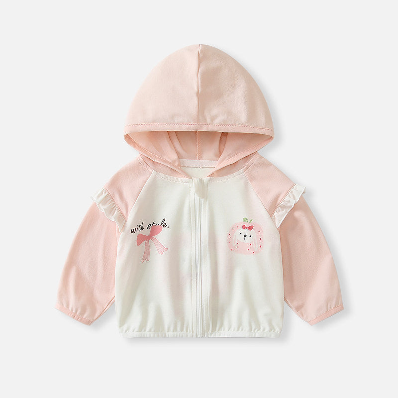 Unisex nan leichte Kapuzen-Windjacke für Kinder mit elastischem Saum und Reißverschluss R&B