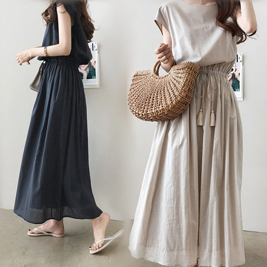 Damen Maxikleid mit tailliertem Bund R&B