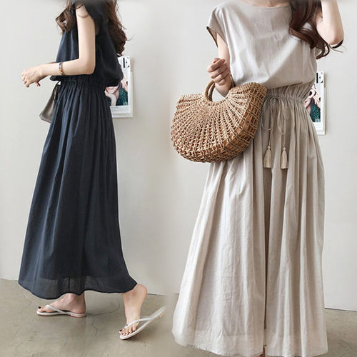 Damen Maxikleid mit tailliertem Bund R&B